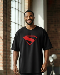 Superman - Red & Black Logo Oversized T-Shirt